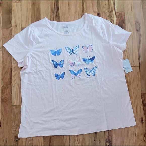 🤸‍♀️3 for 12🤸‍♂️ NWT Croft & Barrow Butterfly Cotton Blend Sleep Shirt - Picture 1 of 3